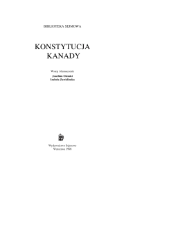 KONSTYTUCJA KANADY - Biblioteka Sejmowa
