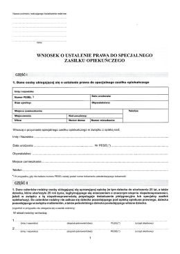 Wniosek o ustalenie prawa do specjalnego zasiłku