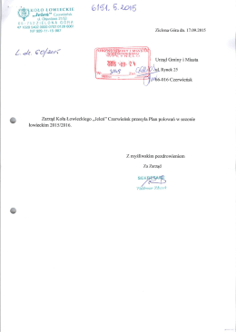 PLAN POLOWAŃ KOŁA ŁOWIECKIEGO „JELEŃ”