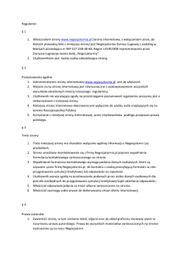 Regulamin § 1 1. Właścicielem strony www.negocjatornia.pl [strona