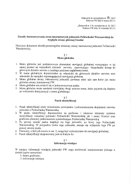 Załącznik do zarządzenia nr /2`015 Rektora PW dnia 9