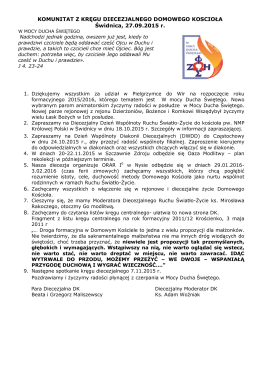 Komunikat z Kręgu Diecezjalnego