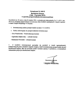 Zarządzenie Nr 340/15 Burmistrza Orzysza z dnia 15 grudnia 2015r.