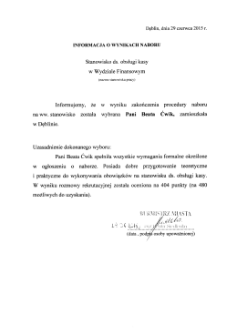 Stanowisko ds. obsługi kasy W Wydziale Finansowym