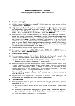 Regulamin z dnia 16.11.2015 dotyczący Promocji