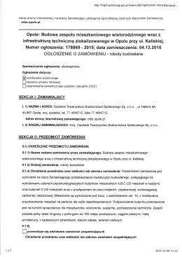 Ogłoszenie o zamówieniu - Opolskie Towarzystwo Budownictwa