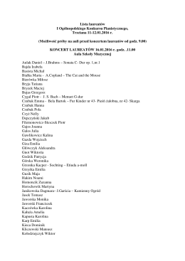 Lista laureatów I Ogólnopolskiego Konkursu