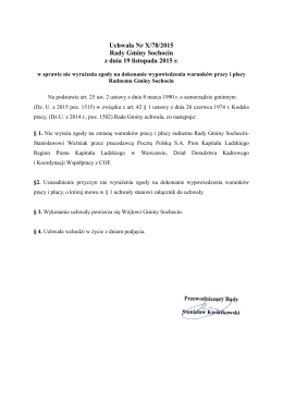 Uchwała Nr X/78/2015 Rady Gminy Sochocin z dnia 19 listopada