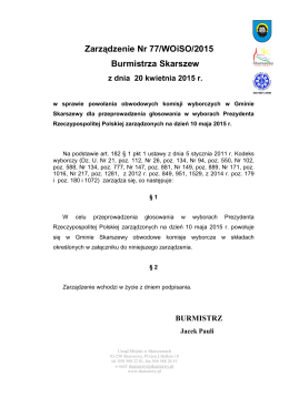 Zarządzenie Nr 77/WOiSO/2015 Burmistrza Skarszew z