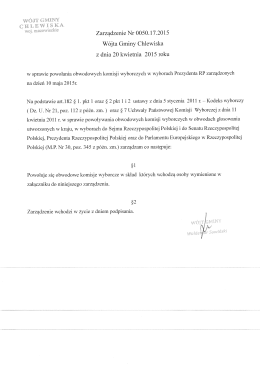 Zarządzenie Nr 0050.17.2015 W&oacute;jta Gminy Chlewiska z dnia 20