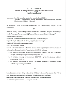 Uchwała nr 23/lX/2015 Zarządu Głównego Związku Ochotniczych