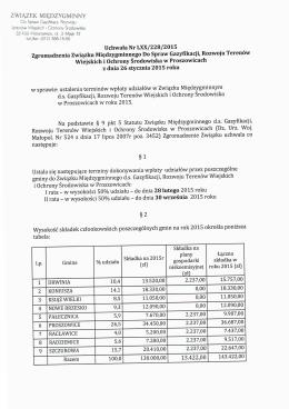 uchwała dot. termin&oacute;w płatności udział&oacute;w do Związku w 2015r.