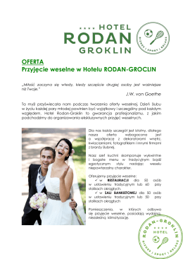 oferta przyjęcia ślubnego - Hotel Rodan