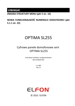 OPTIMA SL255 - Wideodomofony