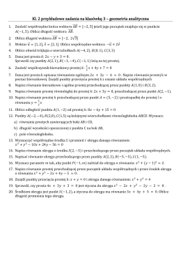 Kl. 2 przykładowe zadania na klasówkę 3 – geometria analityczna