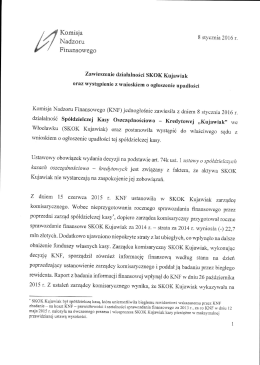 Komunikat o zawieszeniu działalności