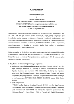 PLAN POŁĄCZENIA Oxylion spółka akcyjna z