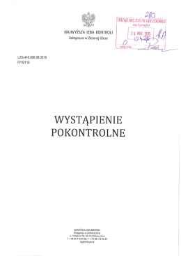 Wystąpienie pokontrolne Najwyższej Izby Kontroli Delegatura w