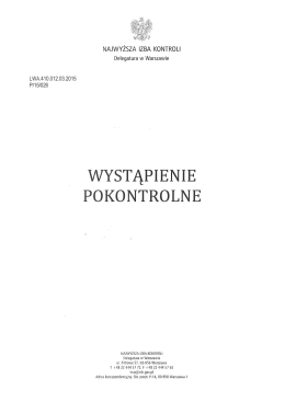 Wystąpienie pokontrolne NIK (2015)