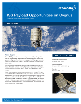 ISS Payload Opportunities on Cygnus Fact Sheet