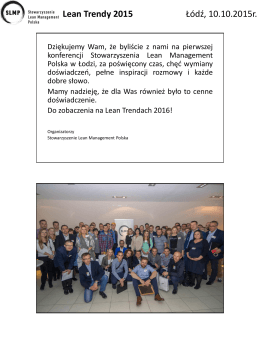 materiały konferencyjne - Stowarzyszenie Lean Management Polska