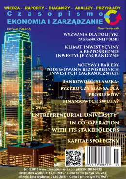 nr 5/ 2015 Spis treści - Czasopismo Ekonomia i Zarządzanie