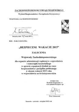 Bezpieczne Wakacje 2015 - Zachodniopomorski Urząd Wojewódzki