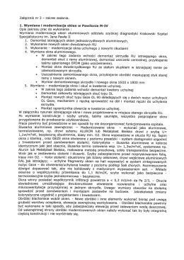 Załącznik nr 3 - zakres zadania. 1. Wymiana i modernizacja okien w