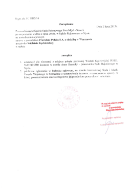 Zarządzenie Dnia 2 lipca 2015r. Przewodniczący: Sędzia Sądu