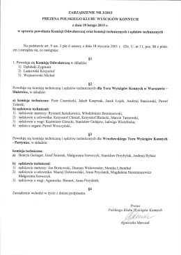 zARzĄDzENIE NR 3/2015 PREZESA POLSKIEGO KLUBU