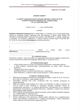 Załącznik nr 6 do SIWZ Projekt Umowy