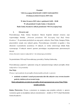 Protokół z VIII Sesji z dnia 26 marca 2015 roku