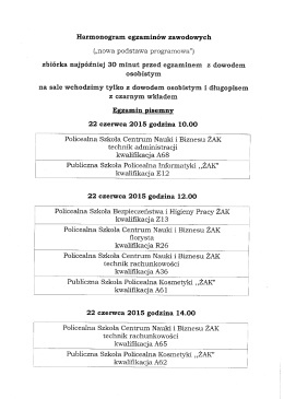egzaminy zawodowe 2015 - Centrum Nauki i Biznesu Żak