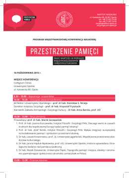 program konferencji - Uniwersytet Opolski
