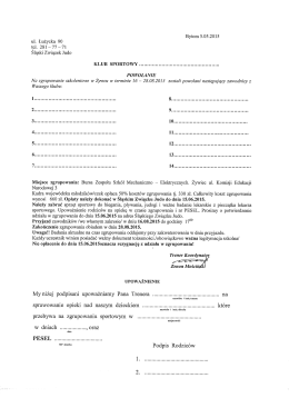 Bytom 5.05.2015 ul. Łużycka 90 tel. 281
