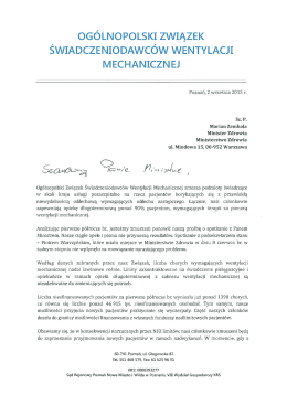 Treść pisma - Ogólnopolski Związek Świadczeniodawców