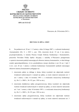 Decyzja nr RWA 2/2015 - Urząd Ochrony Konkurencji i Konsumentów