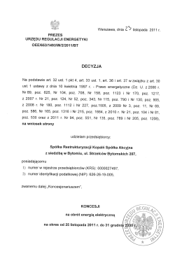 DECYZJA - Sp&oacute;łka Restrukturyzacji Kopalń S.A.