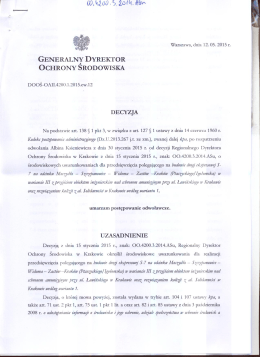 DECYZJA - Regionalna Dyrekcja Ochrony Środowiska w Krakowie