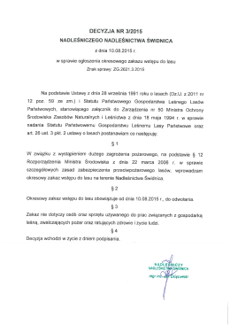 Decyzja - zakaz wstępu do lasu