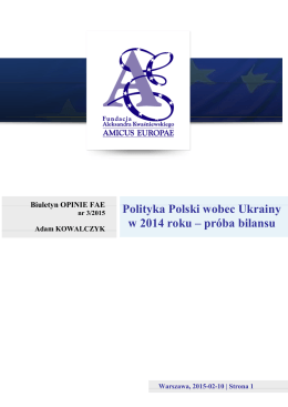 Polityka Polski wobec Ukrainy w 2014 roku – próba bilansu