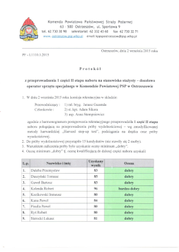 Protokół z 1 części II etapu - Komenda Powiatowa PSP w