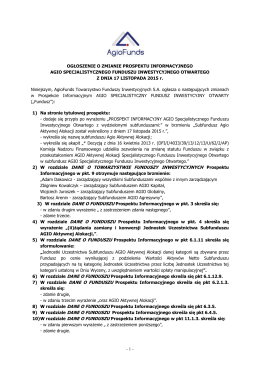Ogłoszenie o zmianie Prospektu AGIO SFIOPOBIERZ17.11.2015 16