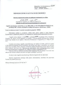 OBWIESZCZENIE O LICYTACJI RUCHOMOŚCI