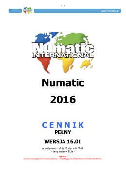 (CENNIK NUMATIC 2016 - 16.01 pełny SPECJALNE CENY