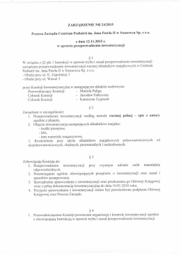 ZARZĄDZENIE NR 2432015 Prezesa Zarządu Centrum Pediatrii im