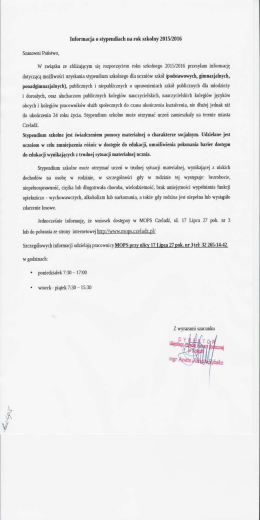 Informacja o stypendiach na rok szkolny Etilĺfłﬂiti