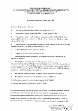 Informacje dot. dzierżawy części przedsiębiorstwa