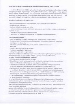 Informacja dotycząca wyborów ławników na