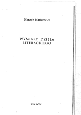 WYMIARY DZIEŁA LITERACKIEGO